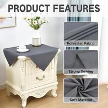 Mantel de mesa cuadrado pequeño de 24x24 pulgadas, lavable de poliéster, mantel de mesa lateral sólido gris de alta resistencia, cubierta de mesa auxiliar para comedor, hogar y fiestas - Gris, 24 pulgadas x 24 pulgadas, cuadrado - Ver 6