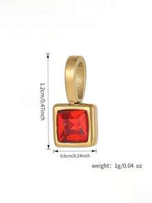 VJS 1pc Colorful Cubic Zirconia Pendant, 18K Gold Plated Stainless Steel, Birthstone Necklace DIY Accessory - Multicolor - View 6