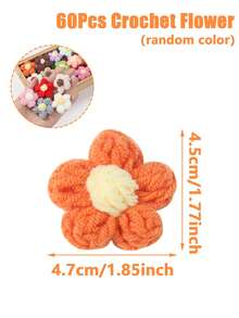 60pcs Colorful Crochet Flower Appliques, Creative DIY Crafts, Hand-Crocheted Flowers, Handmade Decorative Accessories, Handbag, Headband, Hat Embellishments Sewing Clothing Decorations, Birthday Gifts, Babe Shower Decorations, Aesthetic DIY Accessories, Party Favors - Mixed-color Flowers - View 13