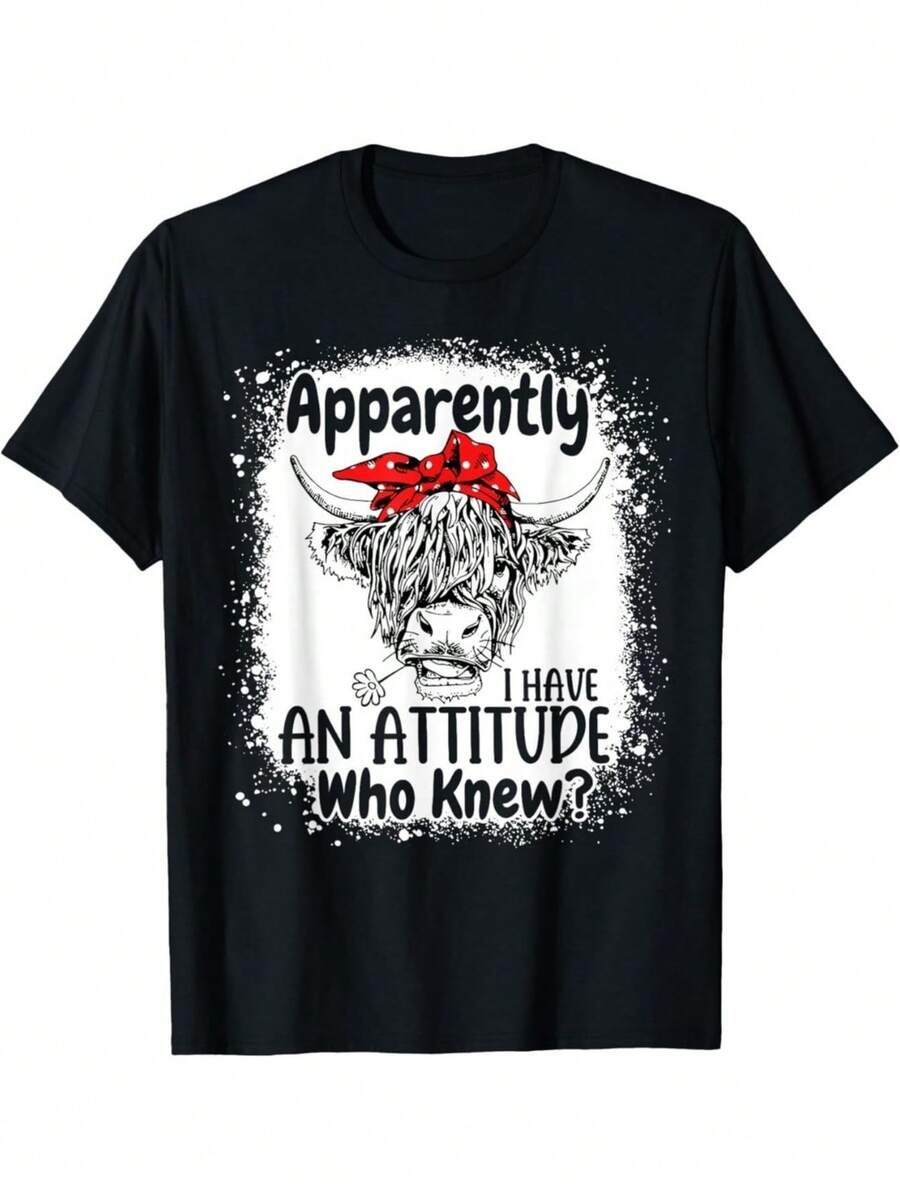 Apparently I Have An Attitude Who Knew Bleached Highland Cow Gift Unisex T-Shirt - Negro - Ver 1