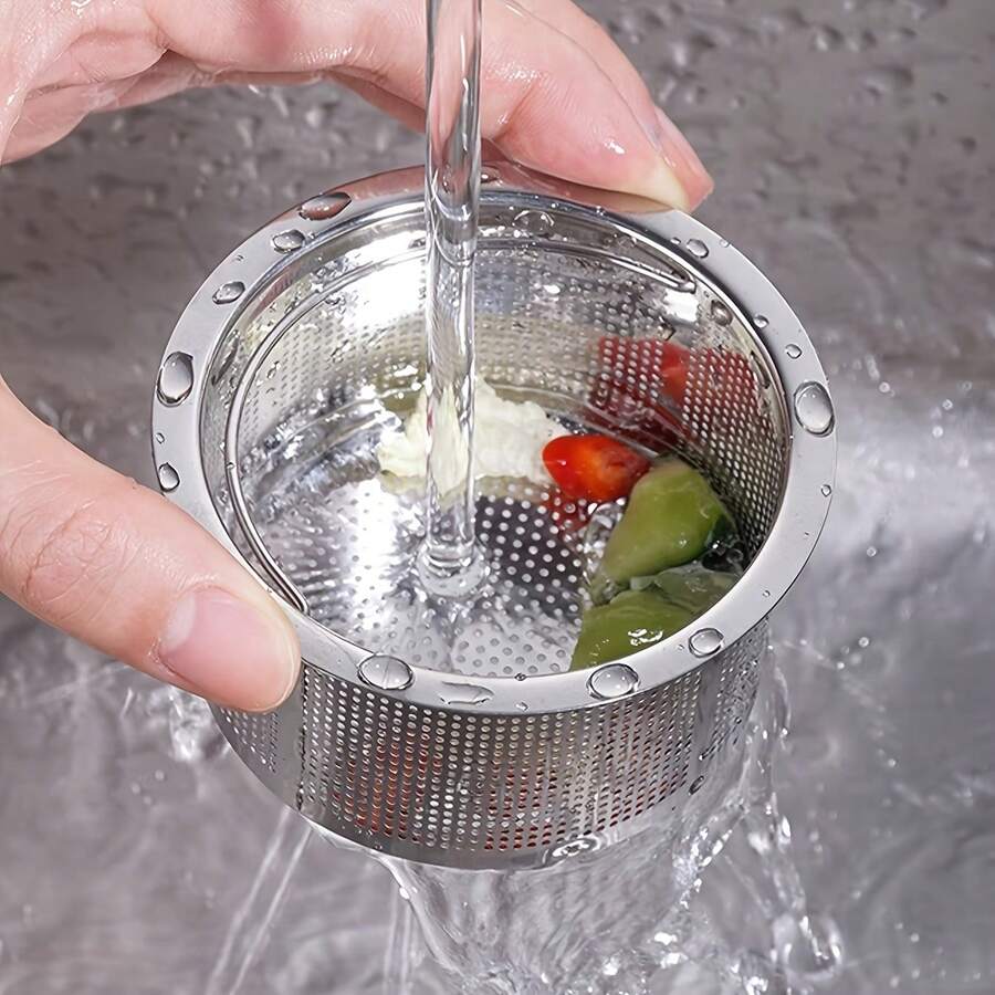 [Stainless Steel Mini Strainer] Kitchen Gadget For Washing Ingredients! Stainless Steel, And Durable, Fine Mesh Holes For Quick Draining Without Losing Contents, Handheld Mini Size Fits Sink, Convenient For Washing Vegetable Pieces/Spices/Small Fruits