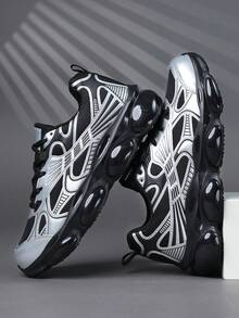 2026 Thick Sole Chunky Sneakers, Breathable Mesh Casual Sports Shoes, Men's Casual Sneakers, Shock-Absorbing Outdoor Running Shoes, Men's Fashion Versatile Mecha-Inspired Outdoor Shoes, Unisex Couple Sports Shoes - Black - View 4