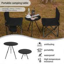 三合一超轻折叠露营桌椅套装，适用于庭院、钓鱼、徒步、野餐、露营、海滩、烧烤、公园等多种场合。便携式户外背包桌椅套装，带收纳袋。