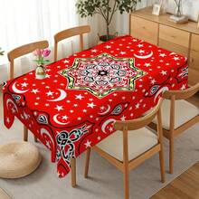 1pc Ramadan Crescent Moon Geometric Tablecloth, Red Festive Eid Al-Fitr Decoration For Restaurant, Home Eid Gift, Polyester Material, Suitable For Family Gathering, Party, Picnic, Indoor & Outdoor Wedding - Multicolor - View 11