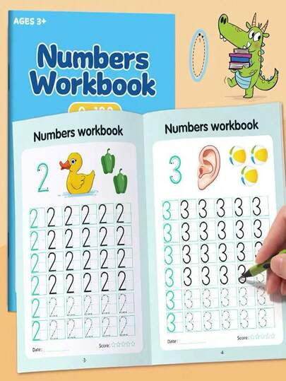 48 Pages Children's Handwriting Practice Workbook, Tracing Numbers 0-100, Preschool Pencil Control & Calligraphy Workbook, Home & School Learning Notebook, Early Math Education