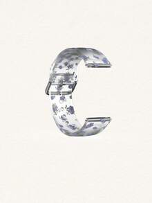 20/22mm Universal Transparent Purple Floral Pattern Smartwatch Band Compatible With Samsung, Garmin, Honor Smartwatches - Silicone Surface With Pattern Compatible With Huawei GT2/GT3, Watch 3/Galaxy - Multicolor - View 4