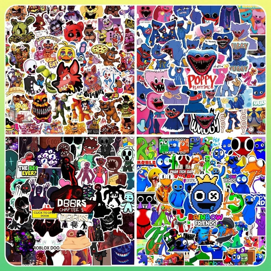 50张Ro-Blox、Rainbow/Friends、Poppy/Playtime、FNAF、动漫粉丝周边贴纸，适用于笔记本电脑、手机、行李箱、杯子、笔记本等，是送给粉丝的完美装饰礼物，也是送给朋友的可爱小礼物。 - 彩色 - 查看 1