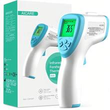 Termómetro infrarrojo digital sin contacto de 1 pieza, termómetro infrarrojo de temperatura de frente sin contacto, medición de temperatura para adultos/bebés, temperatura exterior, termómetro infrarrojo de alta precisión, pantalla HD - Blanco - Ver 3