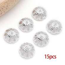 15个18K镀金花朵珠帽，精美镂空黄铜珠帽，适用于DIY工艺品，如耳环、手链、项链等珠宝工艺品。 - 彩色 - 查看 15