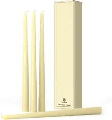 Pickood 12-Inch Tall Dripless Taper Candles Set Of 4 - Ivory Tapered Candles, Perfect For Wedding,Dinner - Smokeless, Unscented, Long Burning - Hand Poured, Colored Tall Candlesticks - Cream - ColorY - View 1