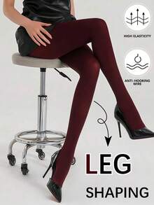 1 Pair Of Burgundy Ladies Pantyhose With High Elasticity And Snagging Resistance - Multicolor - View 4