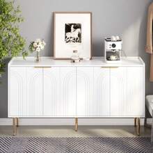Modern And Simple Anrichte Moderne Sideboard Schrank Anrichte Stauraum Buffet Wohnzimmer Set,140L X 38B X 75H(Cm) - White - View 6