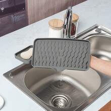 1pc Silicone Soap Dish, Wave Pattern Sloped Drainage Design For Easy Water Drainage, Suitable For Kitchen And Bathroom, Silicone Soap Dish Countertop Organizer, Sponge Holder, Cup Tray - Multicolor - View 5