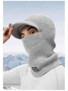 Cycling Long Windproof Warm Face Mask, Ear Warmer Knit Hat, Helmet Liner Cap - A - View 3