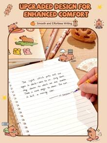 4本A5横线笔记本，水豚可爱便签本，60页厚纸螺旋装订，学习笔记，简约可爱作文簿，学生文具 - 彩色 - 查看 6