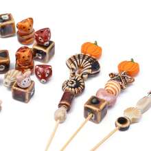 1/2/3/5pcs Ceramic Printed Beads With Center Hole, Multiple Designs Available, DIY Jewelry Making Beads For Necklace, Bracelet, Earrings, Printed Ceramic Round Flower Beads Craft Spacer Beads