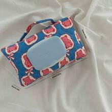 1pc Cute Bear Shaped Wet Wipe Pouch, Vibrant Color, Portable For Outdoor Use, Can Hold Wet Wipes Or Tissue - Blue - View 3