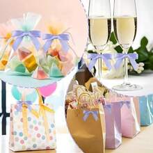 50 Set Blue Hydrangea Champagne Bottle Tags For Wedding Thank You Wine, Thank You Labels With Twist Tie Bows And Ribbon For Baby Bridal Shower, Birthday, Wedding, Party Supplies Gifts - 紫薰衣草 - 查看 3