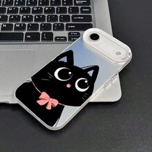 苹果phonecase粉领结黑猫799JPCYKIPhone17Pro圣诞礼物iPhone14Plus新年礼物13Pro男女朋友11Pro生日礼物 - 半透明の黒 - チェックする 4