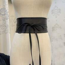 Women's Waist Seal Premium Sense Wide Belt Belt European And American Versatile Waist Decorative Dress Skirt Lining - màu đen - Xem 4