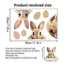 1 pieza Pegatina de conejo de Pascua para coche, Pegatina para ventana, Perfecta para decoración de coche, Pegatina autoadhesiva de decoración festiva de Pascua - Lindas pegatinas de conejito - Ver 2