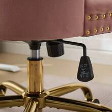 Modern Office Chair In Tufted Velvet With Gold Metal Base, Adjustable And Swivel (Pink), DE1923PK - Pink - View 7
