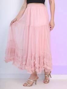 Princess Tulle Skirt With The Best Quality On The Market, 2 Layers Of Tulle And 1 Layer Of Lining WK-87 - 粉色 - 查看 3