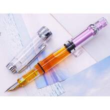 4 X Yongsheng 3008 Fountain Pen Upgrated Fine Nib,Silver Trim,Piston Filling, Transparent - 3008ASilverTrimF - View 8