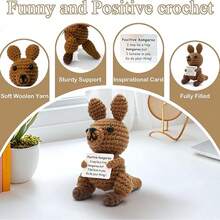 1件袋鼠手工钩织正能量袋鼠礼物，附赠励志卡片 - 钩织动物，适合作为女性、男性、朋友和同事的生日、周年纪念日和圣诞节办公室礼物。 - 彩色 - 查看 3