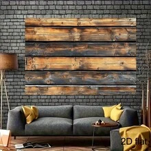 Retro Wooden Wall Background Fabric – Polyester Fiber Photography & Party Decor Fabric – No Electricity Required – Available In Multiple Sizes, Perfect For Festival Party Decor Banners, Suitable For Various Scenarios And Sizes. - Multicolor - View 2