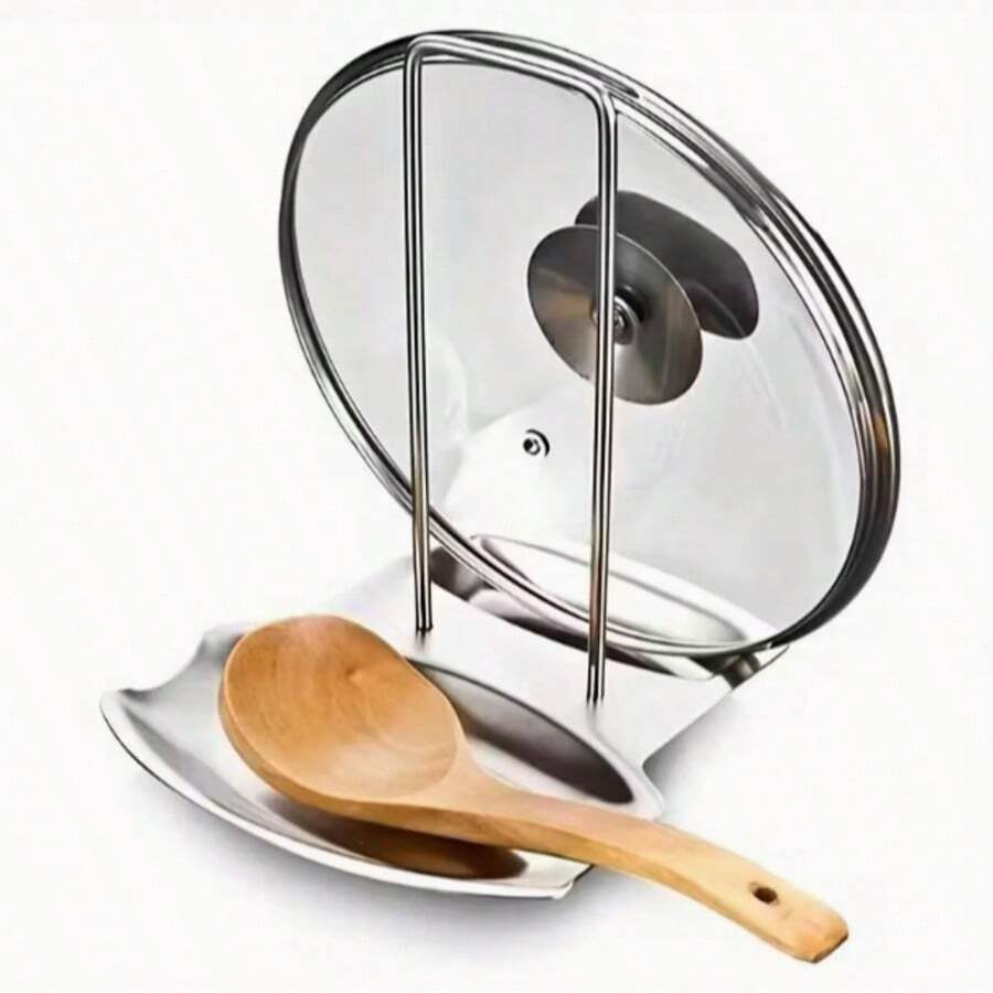1pc Stainless Steel Pot Lid Holder With Ladle Rack, Detachable With Drip Tray, Perfect Gift For Christmas Or Thanksgiving
