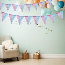 1件/2件/3件装猜宝宝性别；蓝粉相间的三角旗，儿童派对装饰；为儿童房增添气氛 - 彩色 - 查看 12