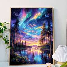 16x20英寸成人数码油画套装 - 无框画布，简易丙烯画套装，含画笔和颜料 - 家居装饰、生日、父亲节、母亲节礼物的理想之选 - 青碧色 - 查看 12
