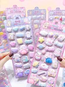 1pc High Quality 3D Soft Squeeze Cartoon Sticker Set, Made Of PP Material, Suitable For DIY Art, Scrapbooking And Crafts, Stress Relief, Decorating Phone Cases, Notebooks, Cute Handmade Supplies - Multicolor - View 1