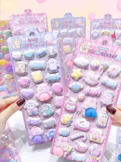 1pc High Quality 3D Soft Squeeze Cartoon Sticker Set, Made Of PP Material, Suitable For DIY Art, Scrapbooking And Crafts, Stress Relief, Decorating Phone Cases, Notebooks, Cute Handmade Supplies