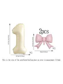 2pcs 32-Inch Number Balloon Set, Pink & Red Bow Foil Balloons, White, Red, Black & Cream 0-9 Number Balloons Suitable For Birthday Party, Anniversary Decoration - Multicolor - View 46