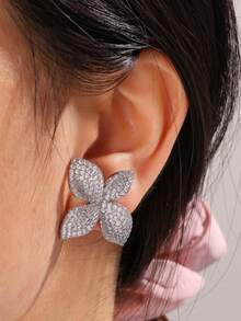 3pcs/Set Luxurious Leaf Cubic Zirconia Necklace & Earrings Jewelry Set For Women - Leaf - View 7