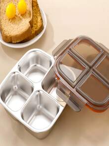 3-komorowy, wielokrotnego użytku pojemnik do przechowywania żywności ze stali nierdzewnej z pokrywką, organizer na przekąski na lunch, piknik, do szkoły, w podróż – odpowiedni dla dorosłych