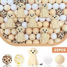 25/32 piezas Nuevo juego de cuentas de silicona con diseño de cachorro 3D lindo - Tonos de piel, rojo ladrillo, negro, blanco, naranja con forma de cachorro - Cuentas con diseño de personajes animales adorables - Ideal para llaveros DIY, collares, pulseras, bolígrafos decorativos, joyería y artesanía de colgantes - Adecuado para regalos de vacaciones y cumpleaños - Serie de perros de compañía - Ver 15