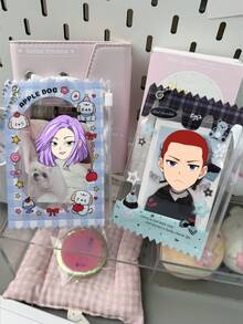 1件可爱宠物苹果、小狗、小猫蛋糕、粉色透明日本杂志、薄荷熊、偶像迷你卡片、拉链袋、收纳袋、悬挂式展示卡套、娃娃包，唯美可爱风格 - 彩色 - 查看 3