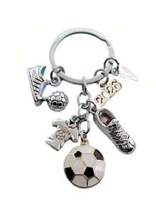 新款时尚A-Z字母金属钥匙扣，男士时尚足球钥匙圈，足球鞋礼物，足球汽车钥匙链，派对饰品 - 彩色 - 查看 35