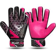 Guantes de Portero de fútbol para niños y jóvenes: Palma de látex Antideslizante, Doble Soporte de muñeca, Resistentes a la Intemperie. - Rosa - Ver 5