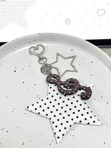 1pc Original Star & Music Note Polka Dot Keychain, Y2K Cute Kawaii Subculture Bag Charm Accessory