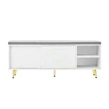 Shoe Bench, Shoe Rack With Seat, Bench With Seat Cushion, Shoe Cabinet With Storage Space, Wardrobe Bench, White, Dimensions: W 121 * D 35 * H 49 Cm - Gray+White - View 10