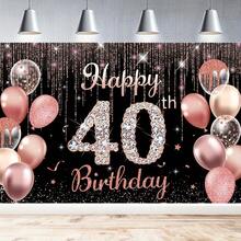 1件生日快乐横幅背景，适用于21岁、40岁、50岁、60岁、80岁生日派对装饰，含闪光气球，可用作16岁、21岁、40岁、50岁、60岁、80岁生日派对的摄影背景。 - 彩色 - 查看 2