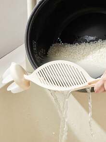 1pc Minimalist Rice Washer Tool, Non-Slip Handle Rice Cleaning Spoon With Draining Board, No Wet Hands Manicure Saver , Multifunctional Food Strainer For Washing Rice Beans Grapes, Detachable & Easy To Clean, Household Essentials - Multicolor - View 4