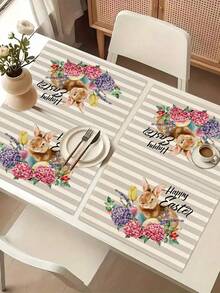 1件装兔子图案桌旗/餐垫，适用于节日、派对、生日、晚餐、厨房和餐厅餐桌装饰，四季皆宜的家居装饰