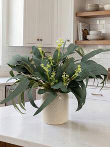 10pcs Eucalyptus Leaves With Pods, Artificial Plants For Home Decor, Suitable For Living Room, Bedroom, Dining Room, Tabletop, Vase, Office, Holiday Gifts - Multicolored Eucalyptus Leaves - View 5