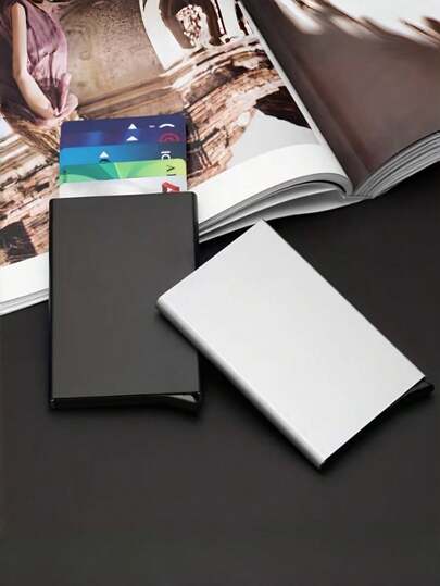 1pc Multi-Color Anti-Theft Pop-Up Wallet & Credit Card Holder - Ultra Slim Metal ID Card Case With Lock Mechanism, Holds Up To 5 Cards, Unisex Compact Pocket Wallet, Suitable For Business Travel And Daily Use (Minimalist & Fashionable Design)