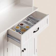 Mueble de cocina con almacenamiento, despensa con puertas y estantes, mueble para cafetera con almacenamiento, despensa estilo rústico para comedor y sala de manualidades - Blanco - Ver 3